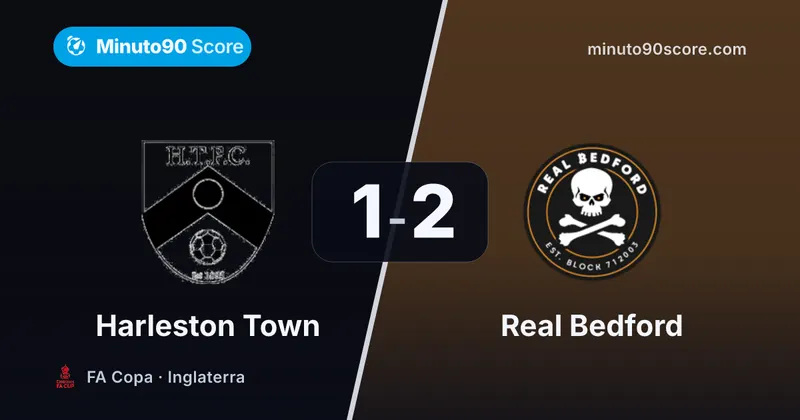 Portada de la nota: Un solo gol en la segunda mitad decidió la FA Copa: Real Bedford venció 2-1 a Harleston Town
