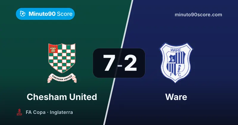 Portada de la nota: En la FA Copa, Chesham United aplastó y confirmó su pase: 7-2 a Ware