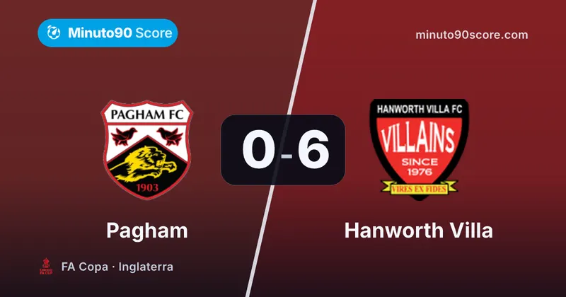 Portada de la nota: Hanworth Villa aplastó y avanzó en la FA Copa: 6-0 a Pagham en su primer cruce